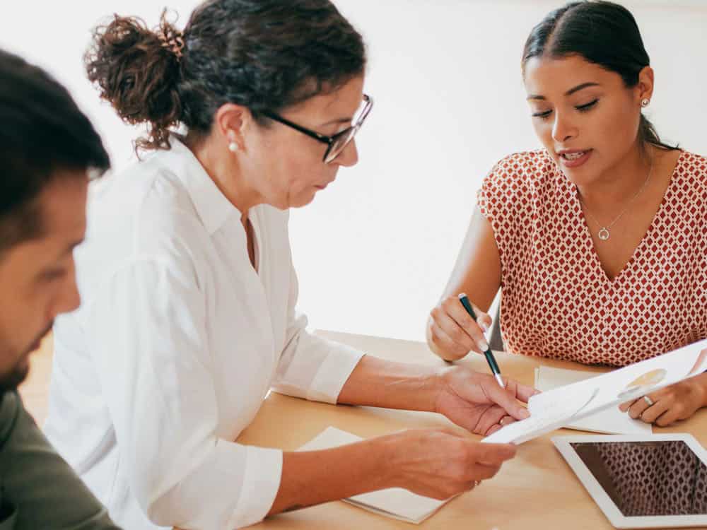 A couple working with an advisor