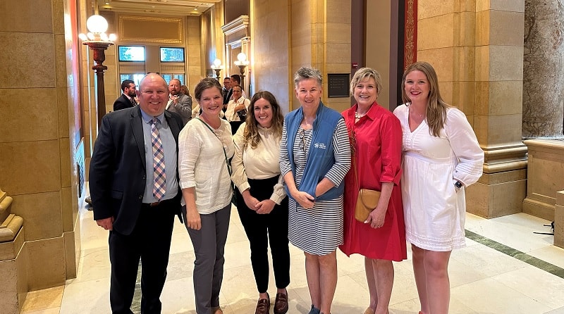 L to R: Paul Eger, MN Realtors; Robyn Bipes-Timm, TC Habitat and Center Board Chair; Greta Gaetz, TC Habitat; Cathy Lawrence, TC Habitat; Julie Gugin, MN Homeownership Ctr; Jess Lindeen, Lockridge Grindal Nauen